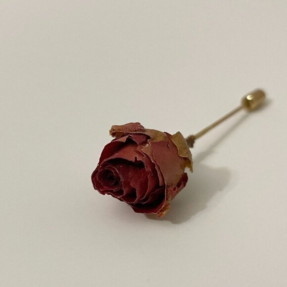 Vintage Dried Rose Bud Lapel Stick Pin - Picture 8 of 13